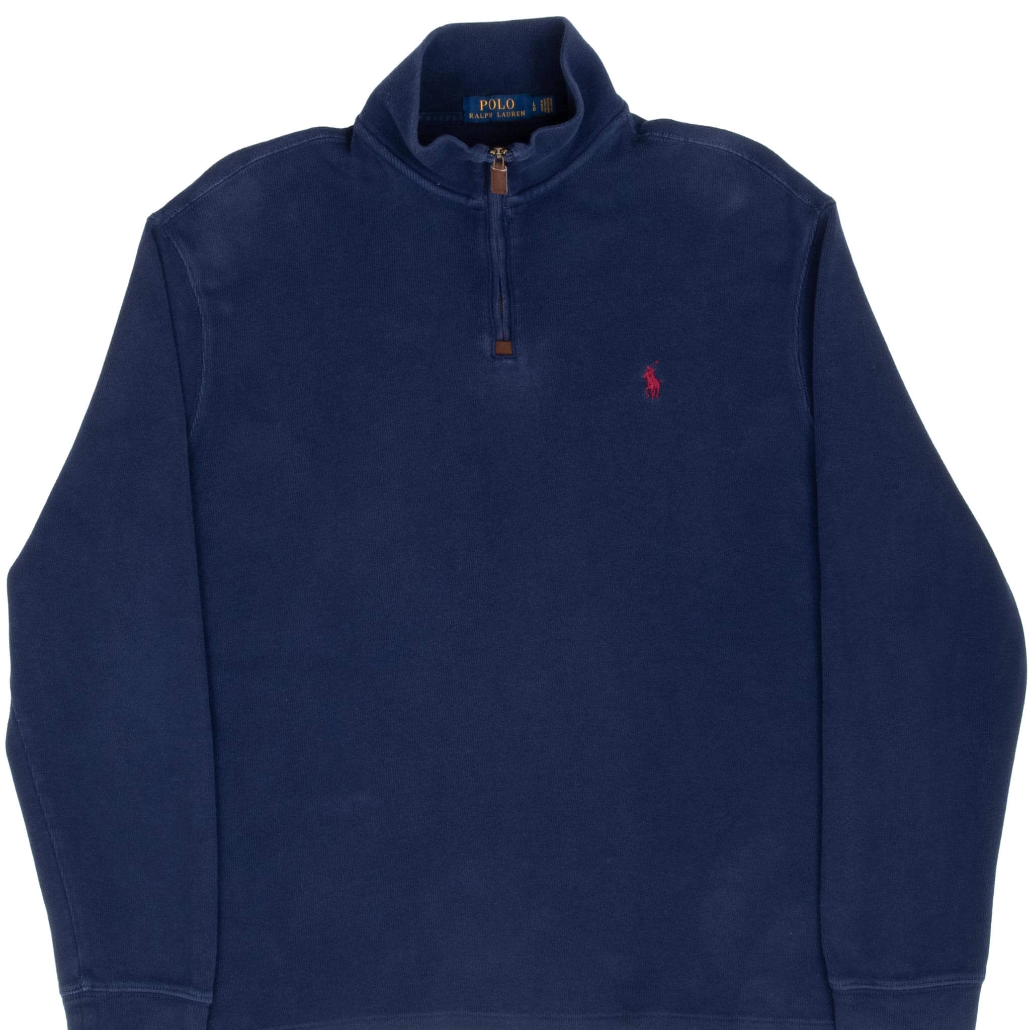 VINTAGE POLO RALPH LAUREN NAVY BLUE QUARTER 1/4 ZIP SWEATER LARGE