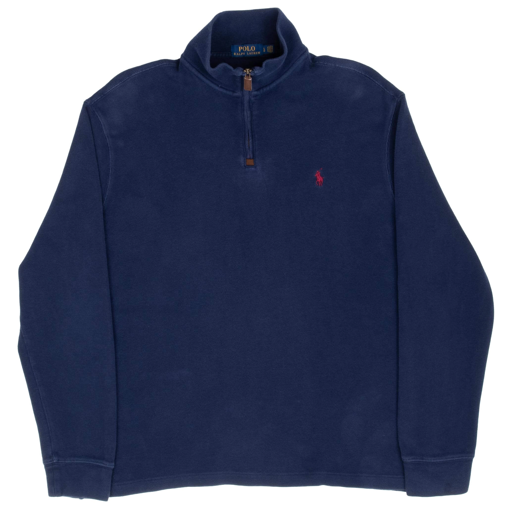 VINTAGE POLO RALPH LAUREN NAVY BLUE QUARTER 1/4 ZIP SWEATER LARGE