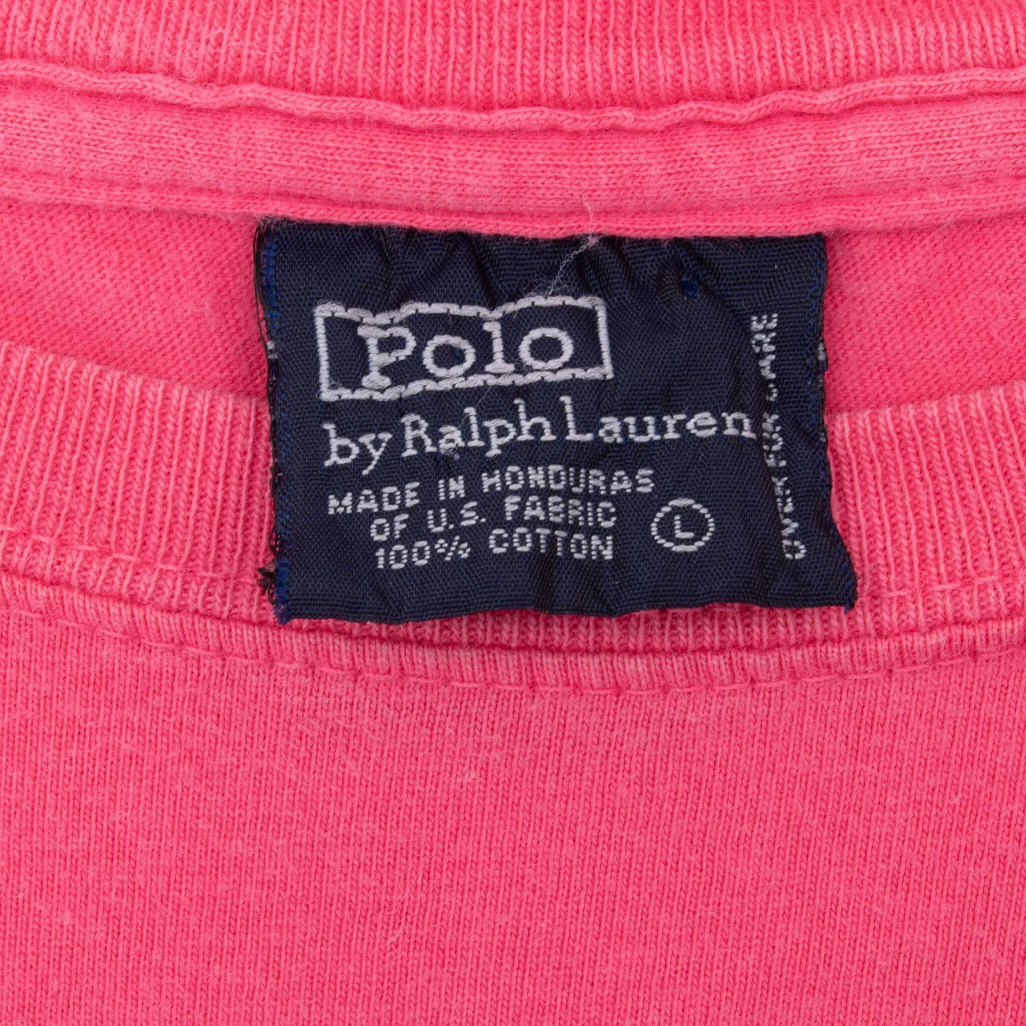 VINTAGE POLO RALPH LAUREN PINK TEE SHIRT 1990S LARGE