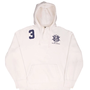 VINTAGE POLO RALPH LAUREN PRLC WHITE HEAVYWEIGHT HOODIE SWEATSHIRT 1990S SIZE XL