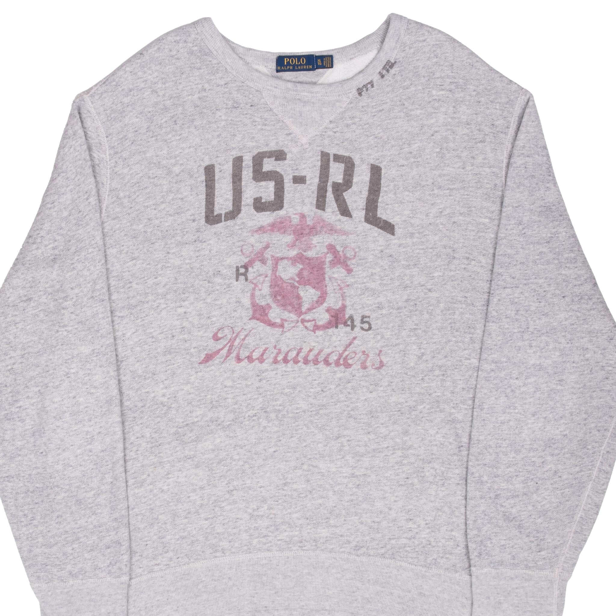 VINTAGE POLO RALPH LAUREN USRL USMC GREY SWEATSHIRT XL