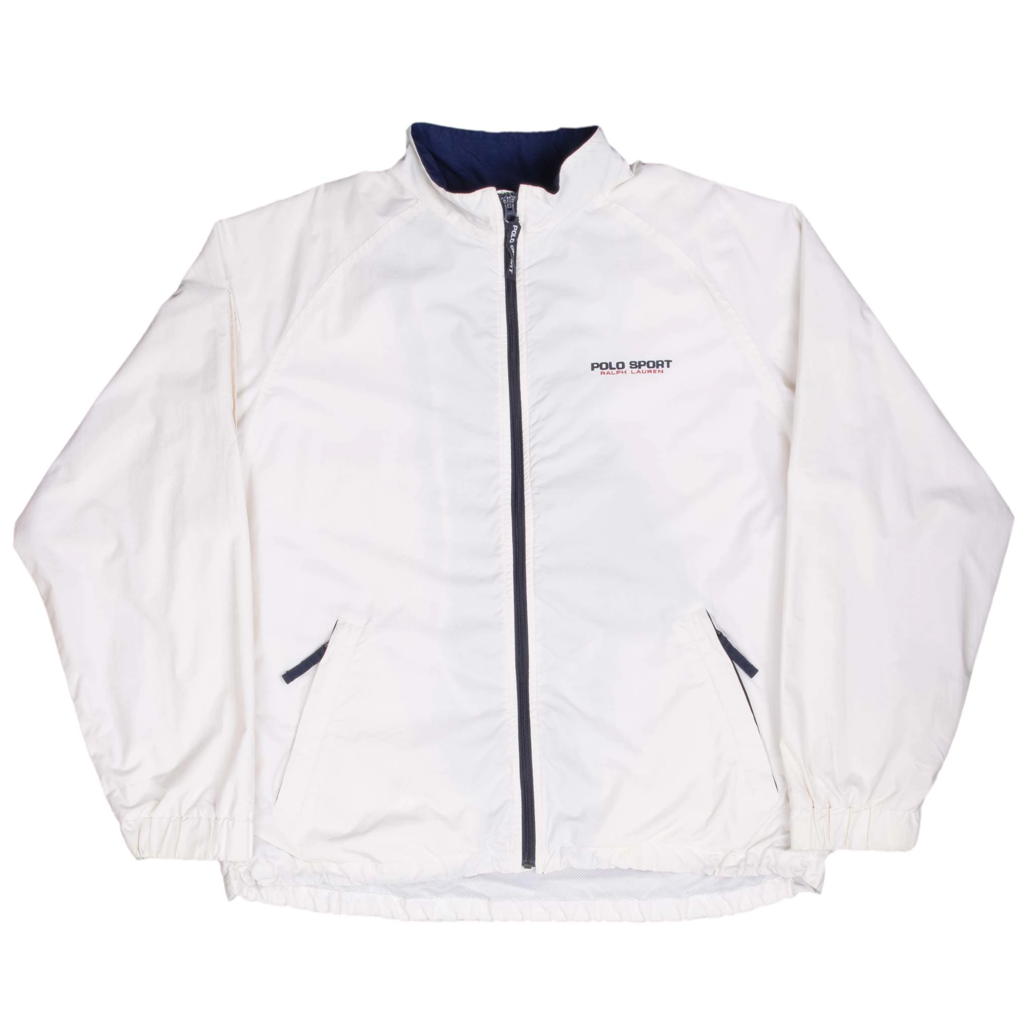 VINTAGE POLO SPORT RALPH LAUREN WHITE WINDBREAKER JACKET 1990S LARGE