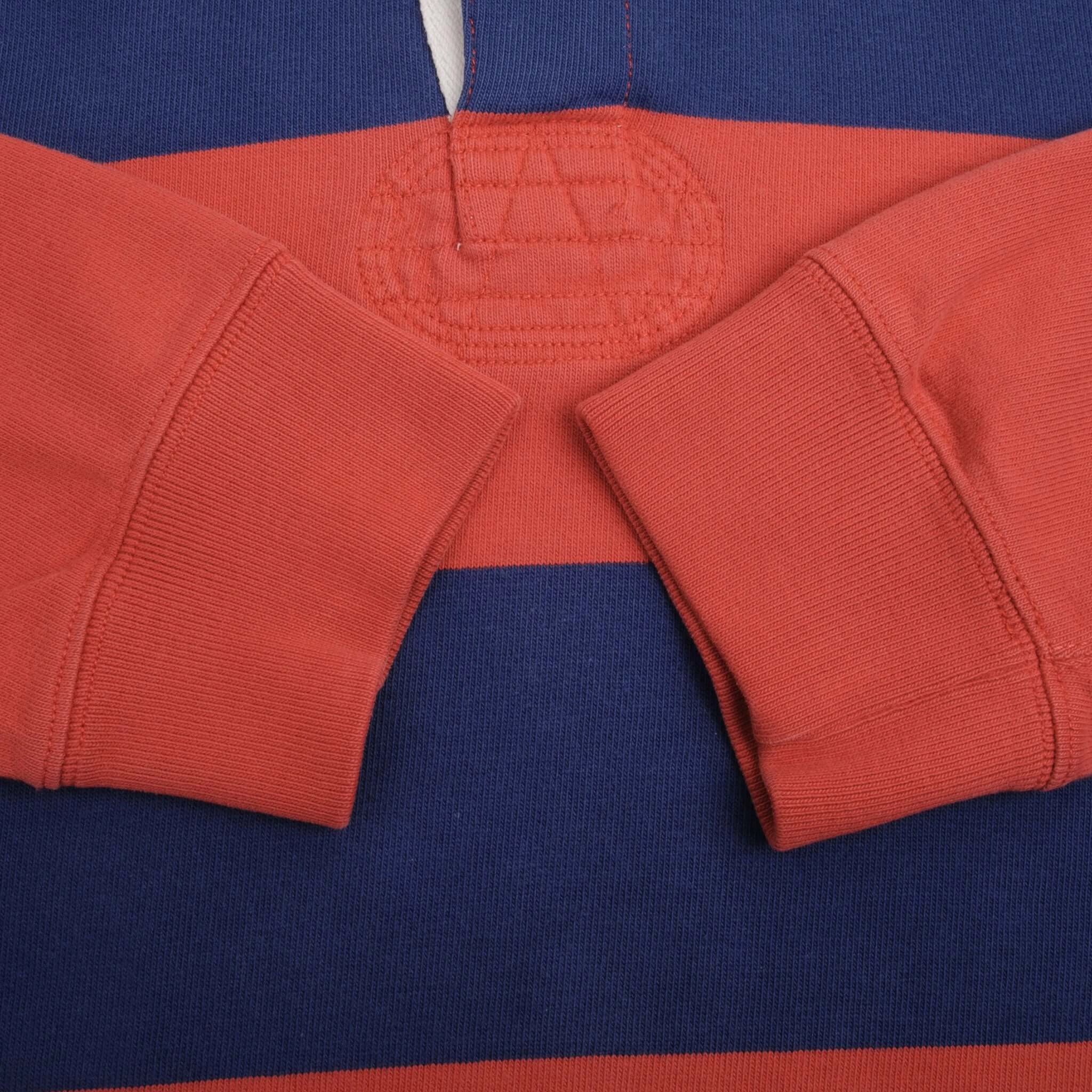 VINTAGE RALPH LAUREN BLUE & RED STRIPED RUGBY POLO SHIRT 1990S SIZE XL