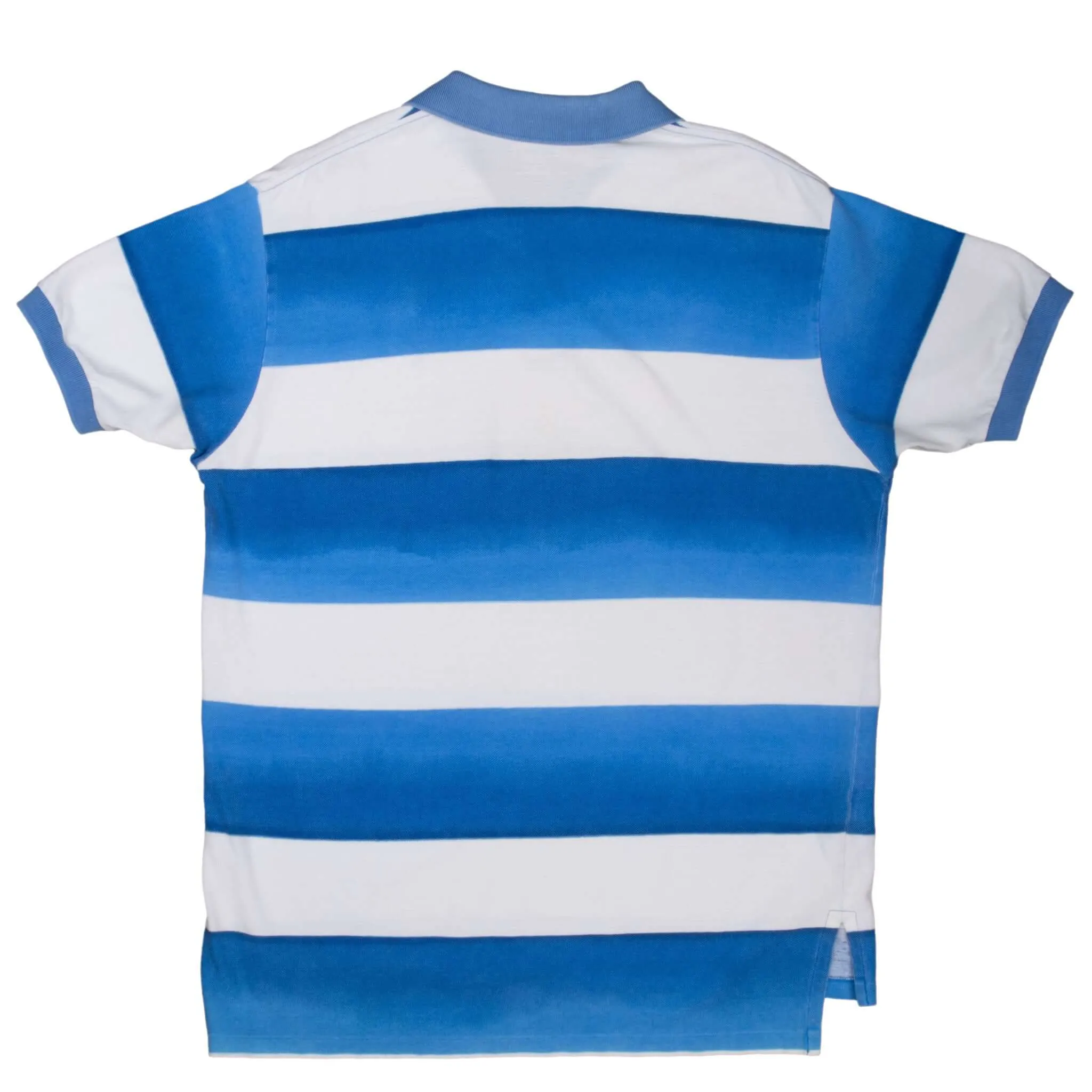 VINTAGE RALPH LAUREN BLUE & WHITE STRIPED POLO SHIRT 1990S LARGE
