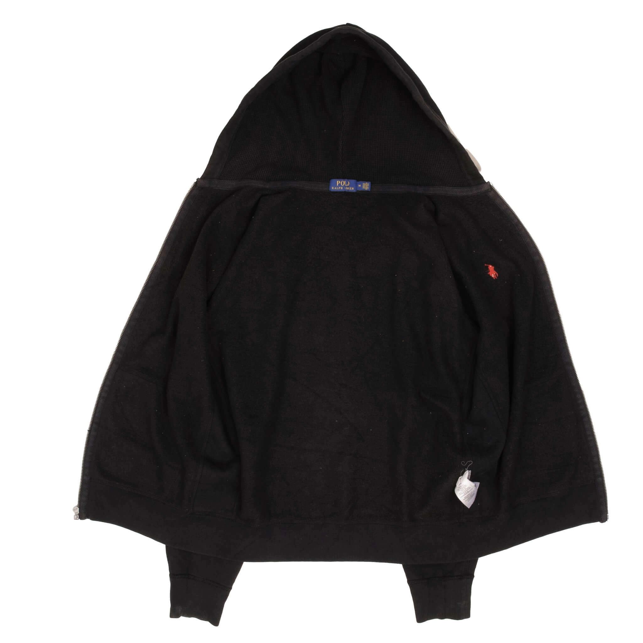 VINTAGE RALPH LAUREN FULL ZIP CLASSIC BLACK HOODIE SWEATSHIRT SIZE MEDIUM