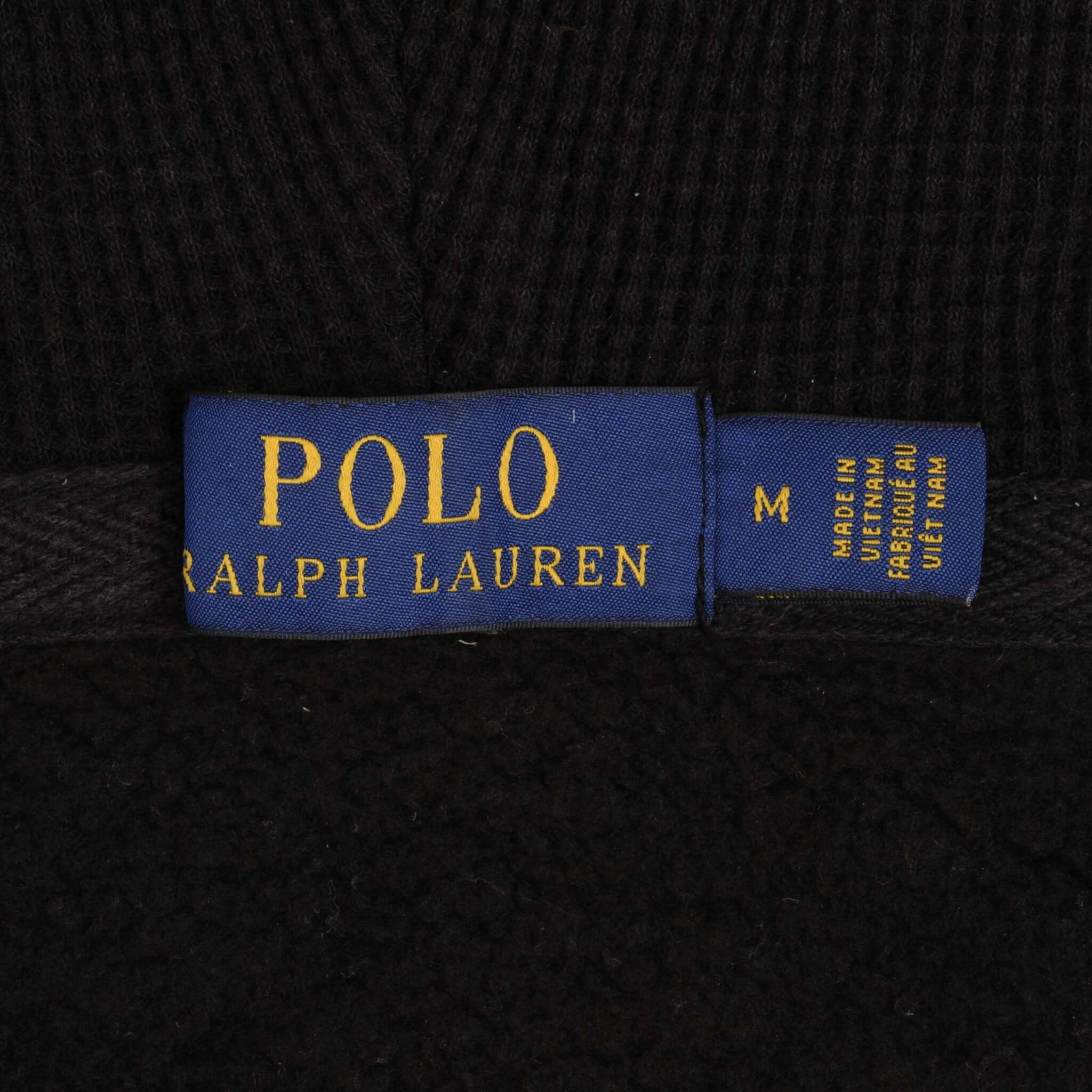 VINTAGE RALPH LAUREN FULL ZIP CLASSIC BLACK HOODIE SWEATSHIRT SIZE MEDIUM