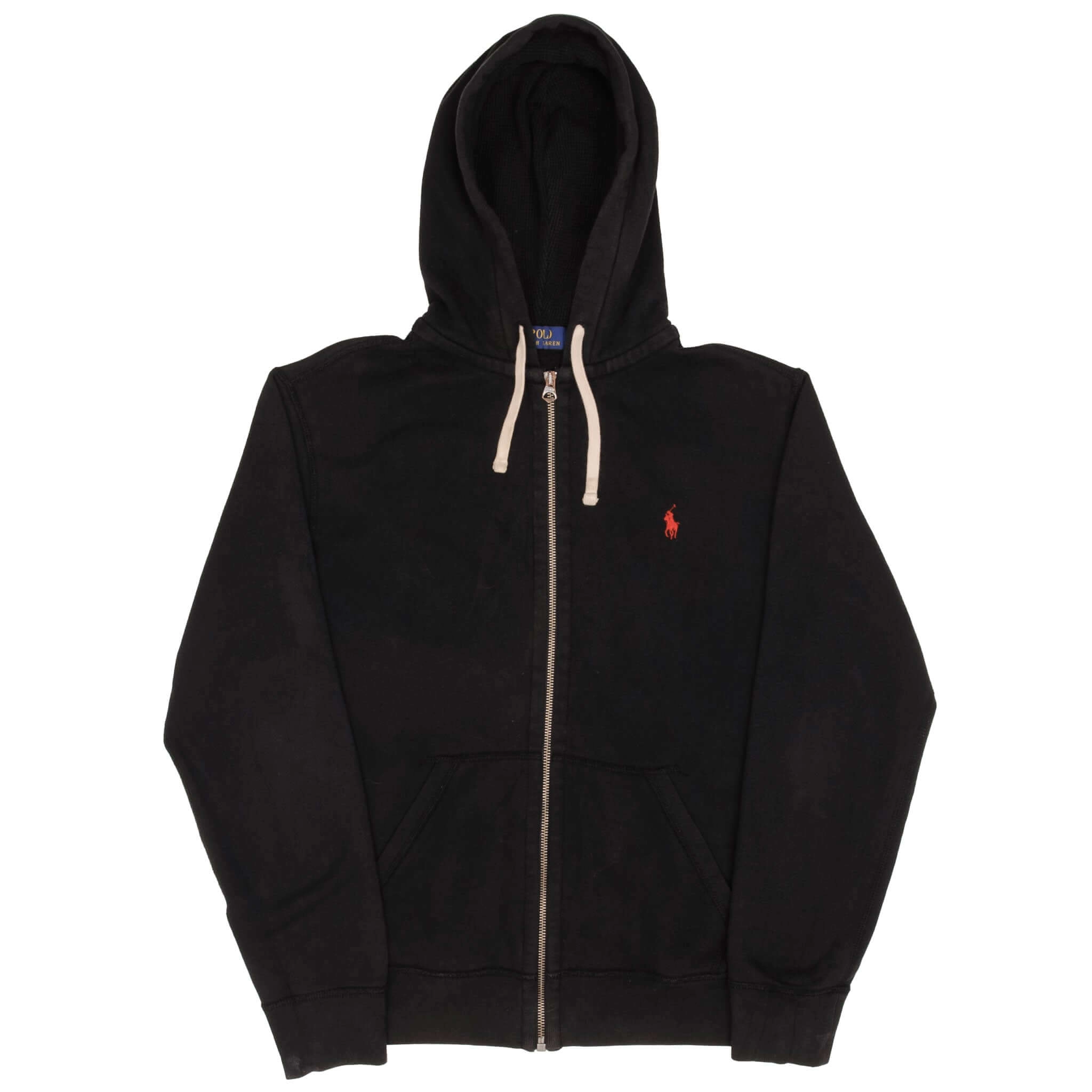 VINTAGE RALPH LAUREN FULL ZIP CLASSIC BLACK HOODIE SWEATSHIRT SIZE MEDIUM