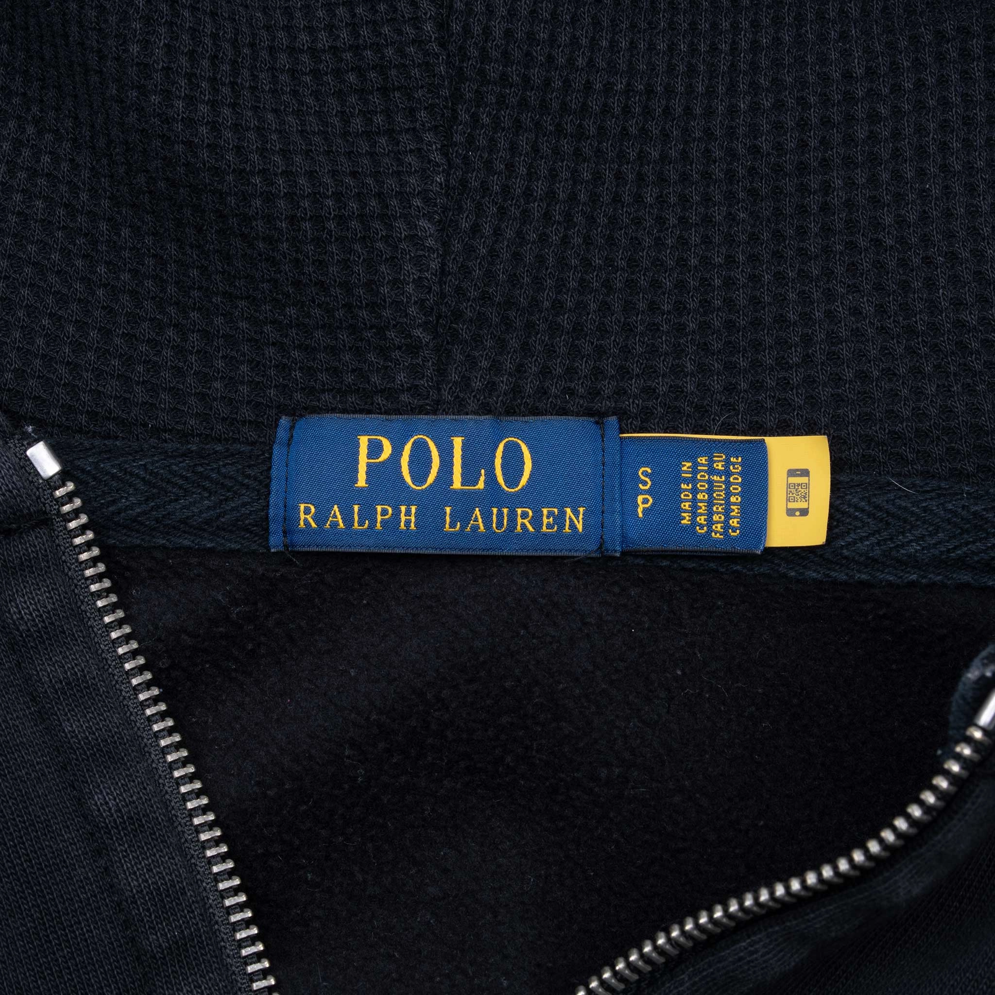 VINTAGE RALPH LAUREN FULL ZIP CLASSIC BLACK HOODIE SWEATSHIRT SMALL