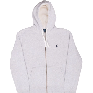 VINTAGE RALPH LAUREN FULL ZIP CLASSIC GREY HOODIE SWEATSHIRT 1990S MEDIUM