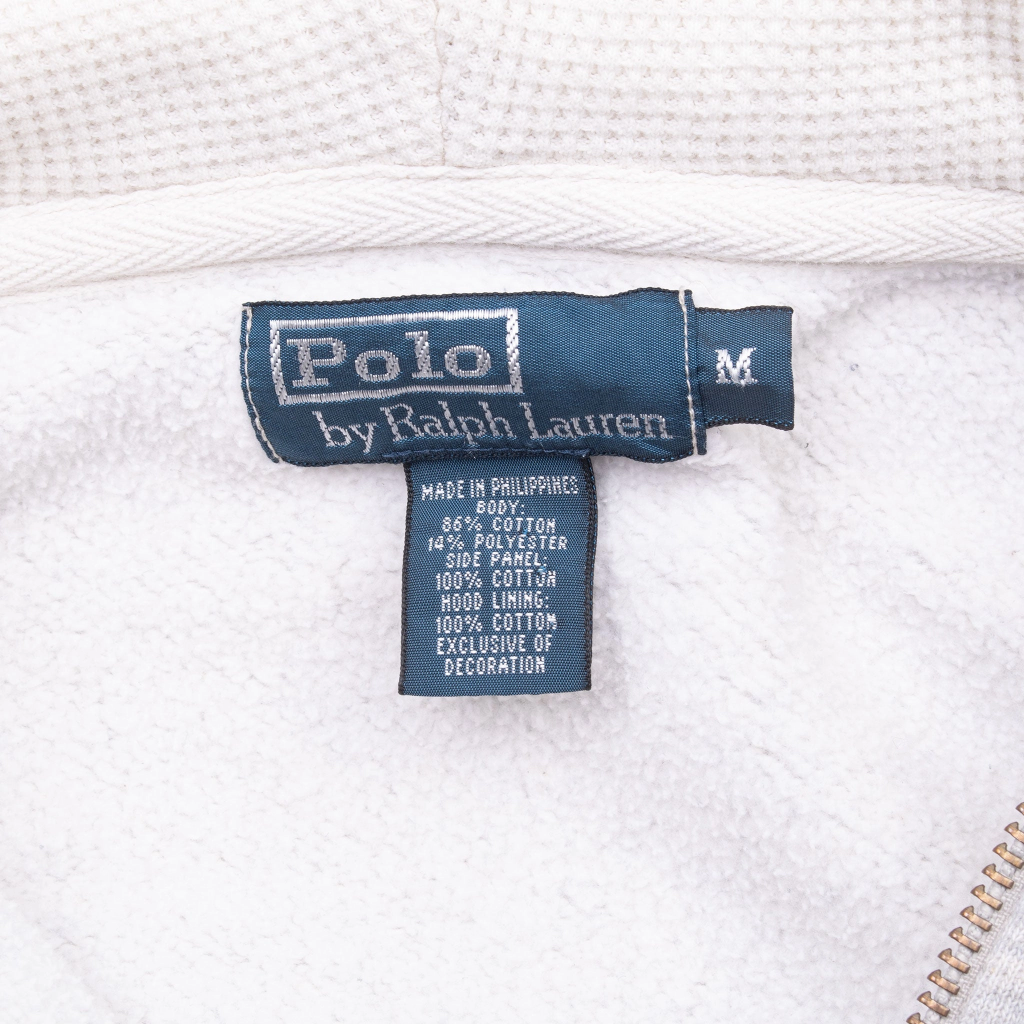 VINTAGE RALPH LAUREN FULL ZIP CLASSIC GREY HOODIE SWEATSHIRT 1990S MEDIUM