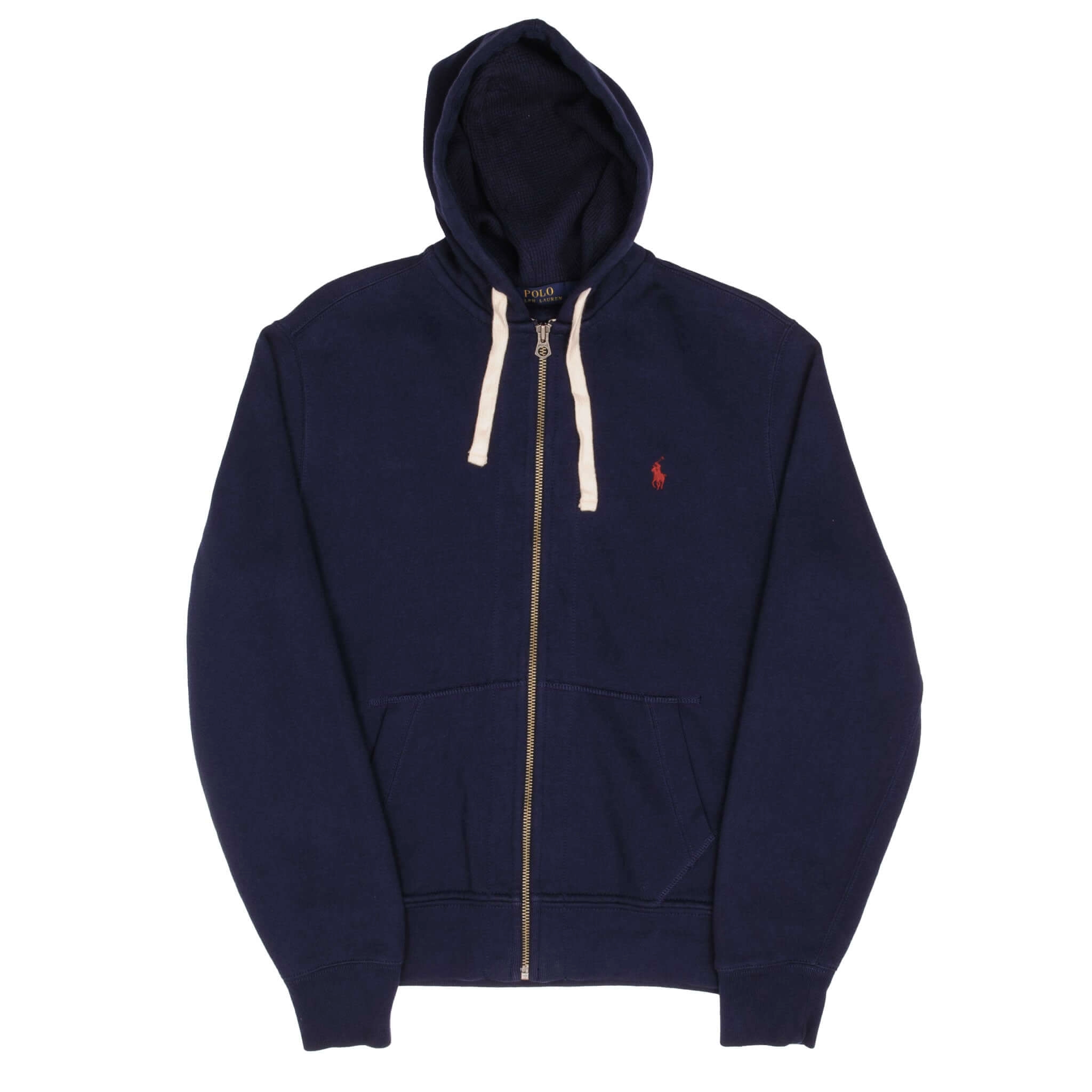 VINTAGE RALPH LAUREN FULL ZIP CLASSIC NAVY BLUE HOODIE SWEATSHIRT SIZE MEDIUM