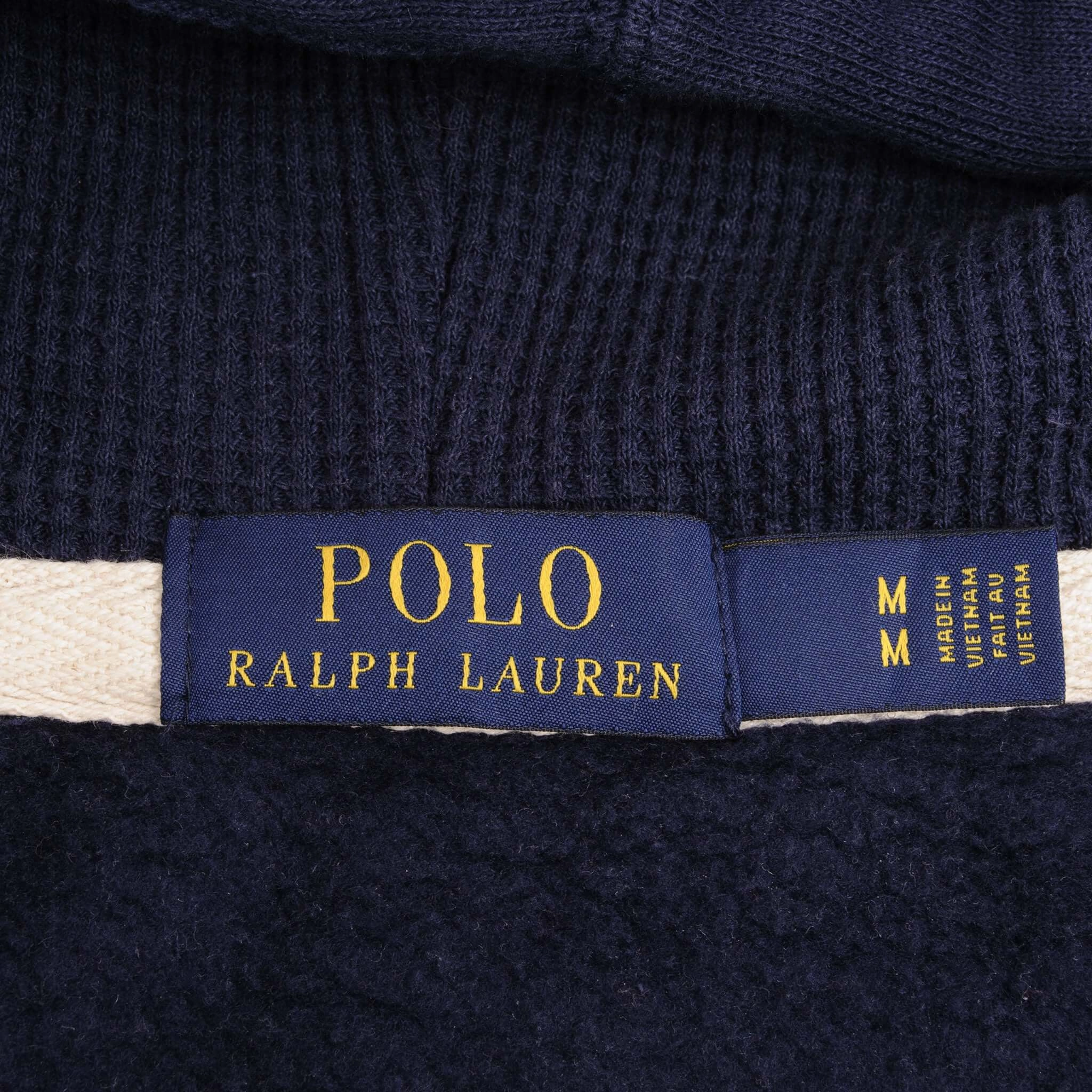 VINTAGE RALPH LAUREN FULL ZIP CLASSIC NAVY BLUE HOODIE SWEATSHIRT SIZE MEDIUM