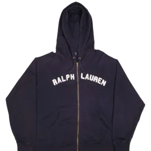 VINTAGE RALPH LAUREN FULL ZIP SPELLOUT NAVY BLUE HOODIE SWEATSHIRT 1990S SZE 2XL