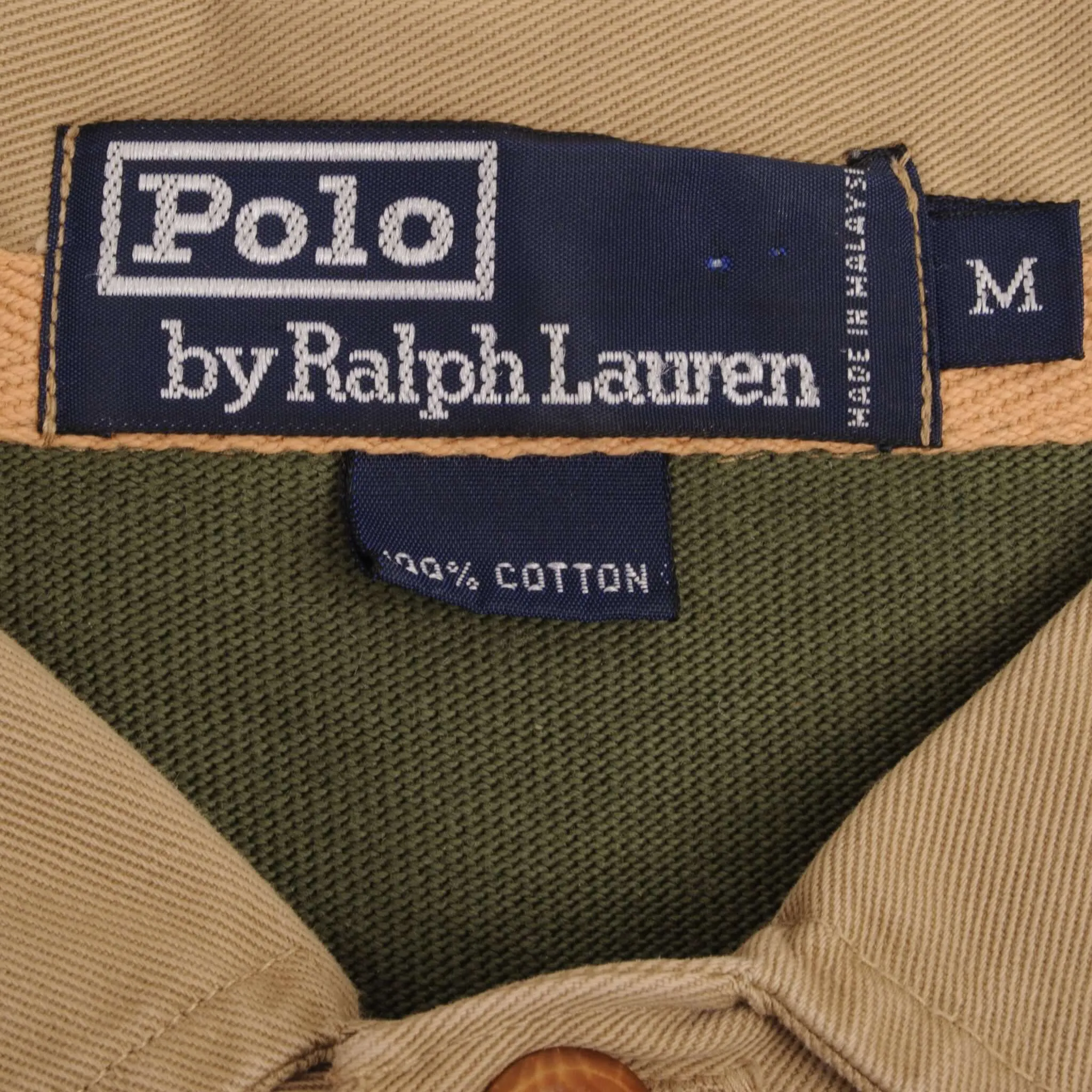 VINTAGE RALPH LAUREN GREEN & BLUE STRIPED RUGBY POLO SHIRT 1990S SIZE MEDIUM