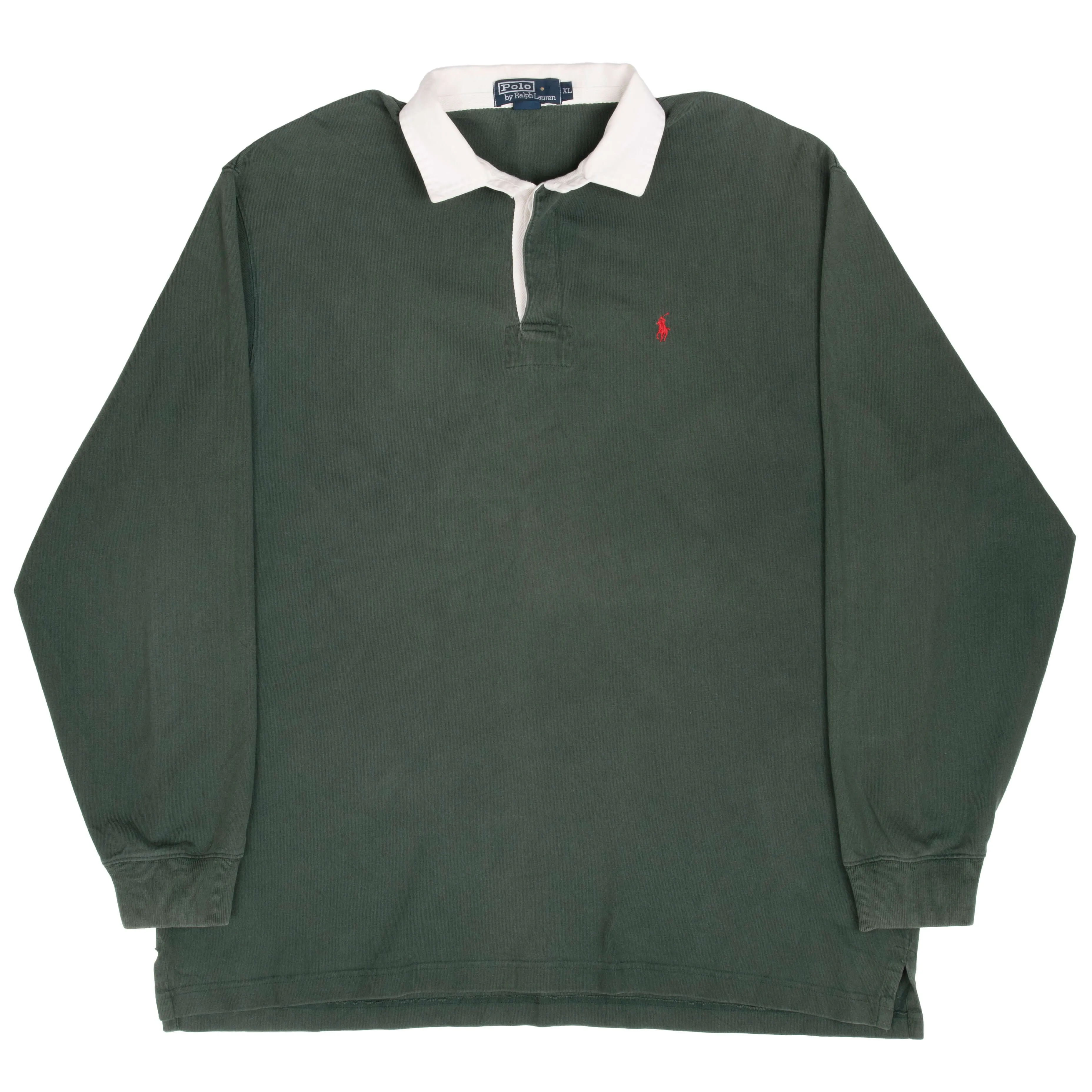 VINTAGE RALPH LAUREN GREEN RUGBY POLO SHIRT 1990S XL
