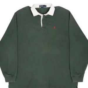 VINTAGE RALPH LAUREN GREEN RUGBY POLO SHIRT 1990S XL