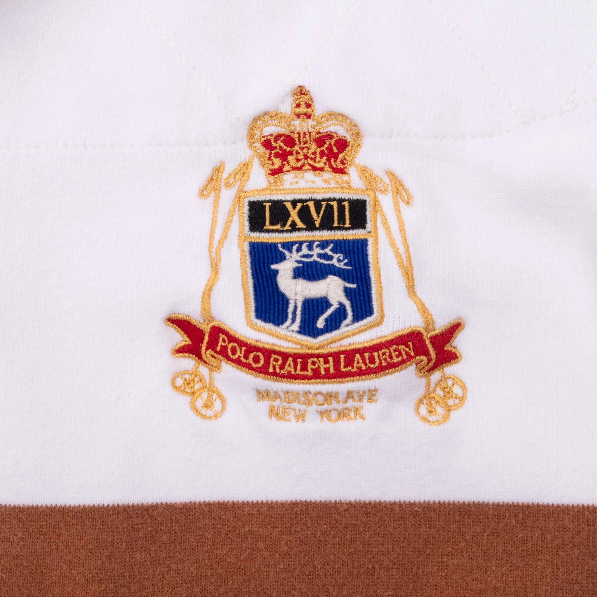 VINTAGE RALPH LAUREN MADISON AVE NEW YORK WHITE RUGBY POLO SHIRT 1990S XL