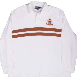 VINTAGE RALPH LAUREN MADISON AVE NEW YORK WHITE RUGBY POLO SHIRT 1990S XL