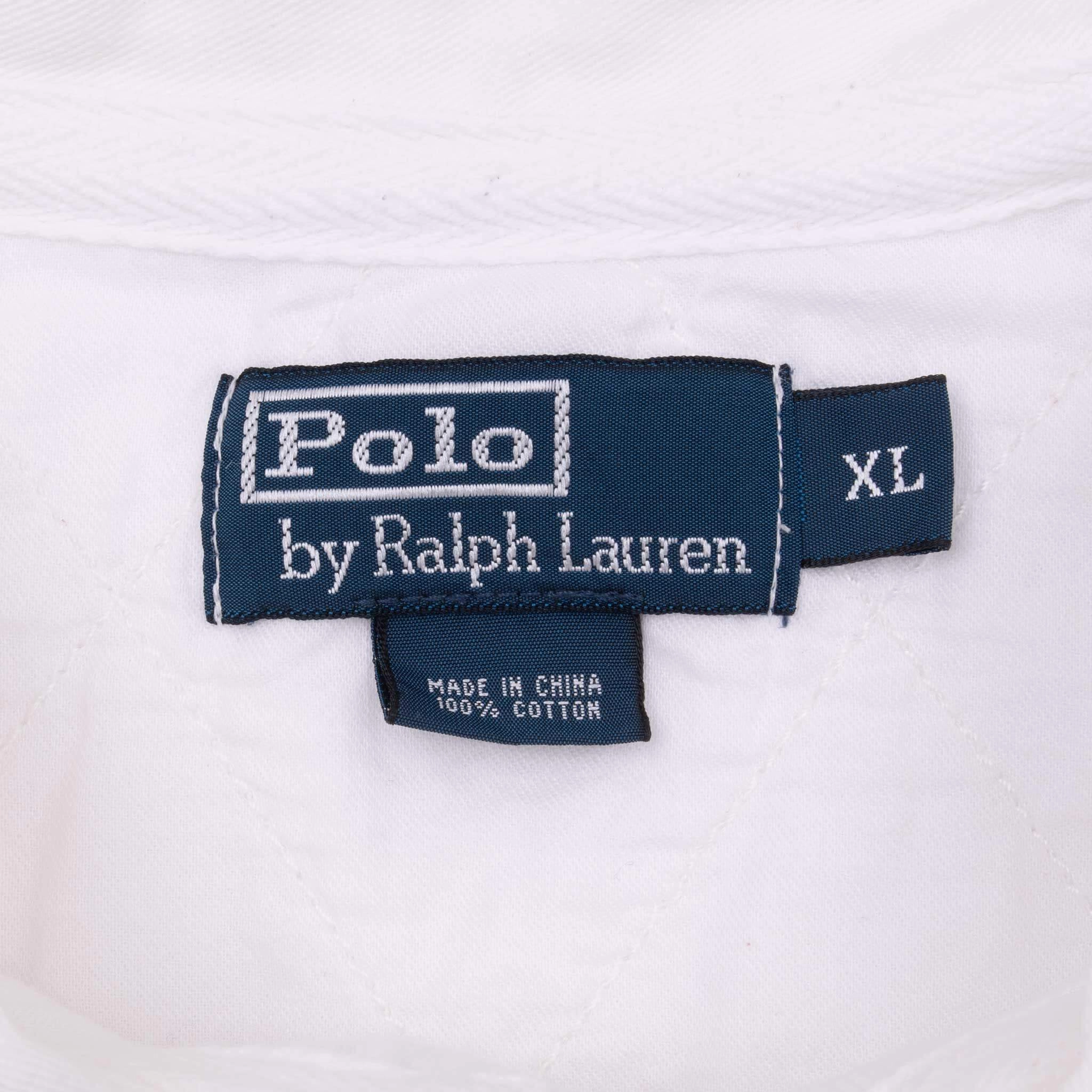 VINTAGE RALPH LAUREN MADISON AVE NEW YORK WHITE RUGBY POLO SHIRT 1990S XL