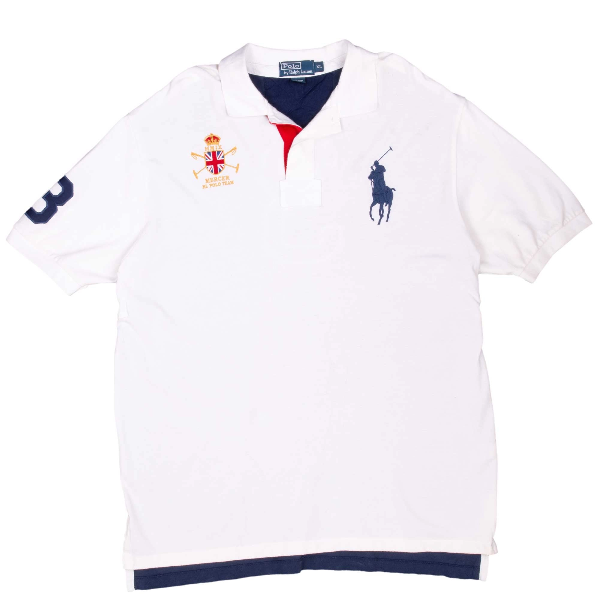 VINTAGE RALPH LAUREN MERCER RL TEAM WHITE POLO SHIRT 2009 XL
