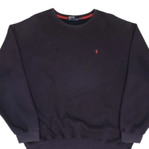 VINTAGE RALPH LAUREN NAVY BLUE 1990S CLASSIC CREWNECK SWEATSHIRT 2XL MADE IN USA