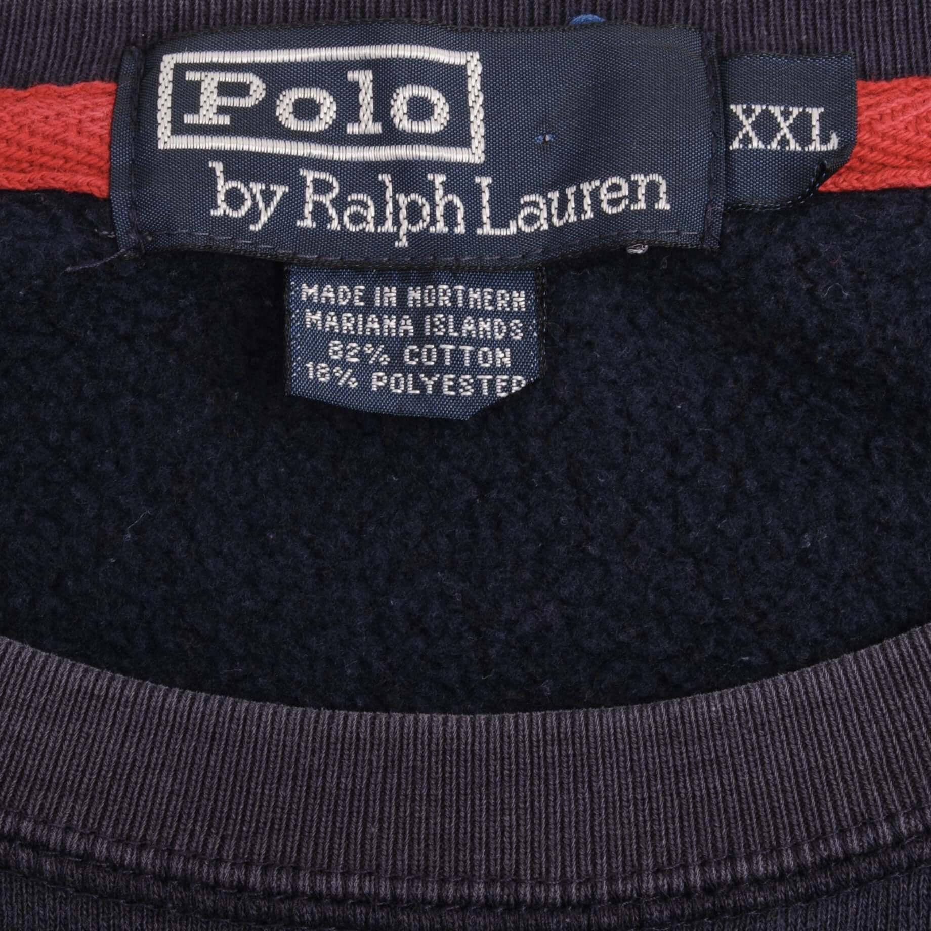 VINTAGE RALPH LAUREN NAVY BLUE 1990S CLASSIC CREWNECK SWEATSHIRT 2XL MADE IN USA