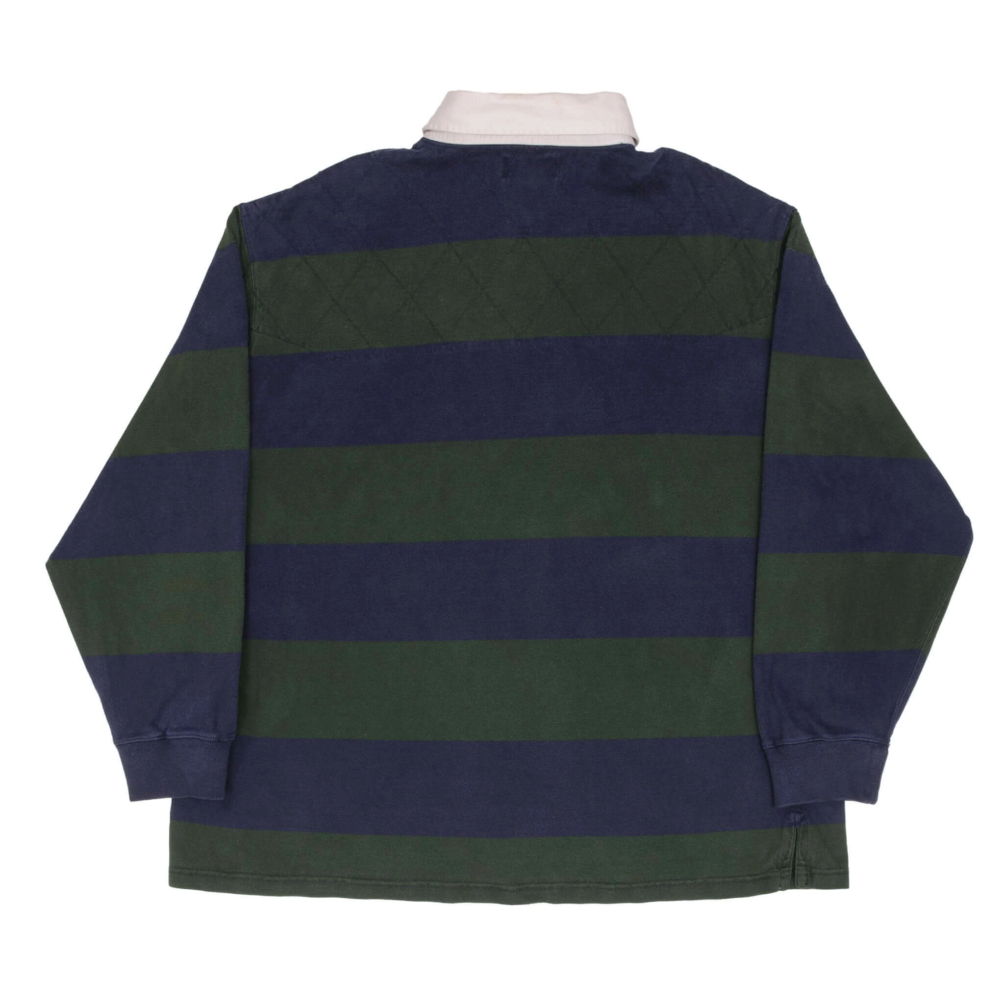 VINTAGE RALPH LAUREN NEW YORK BLUE GREEN STRIPED RUGBY POLO SHIRT 1990S 2XL BIG