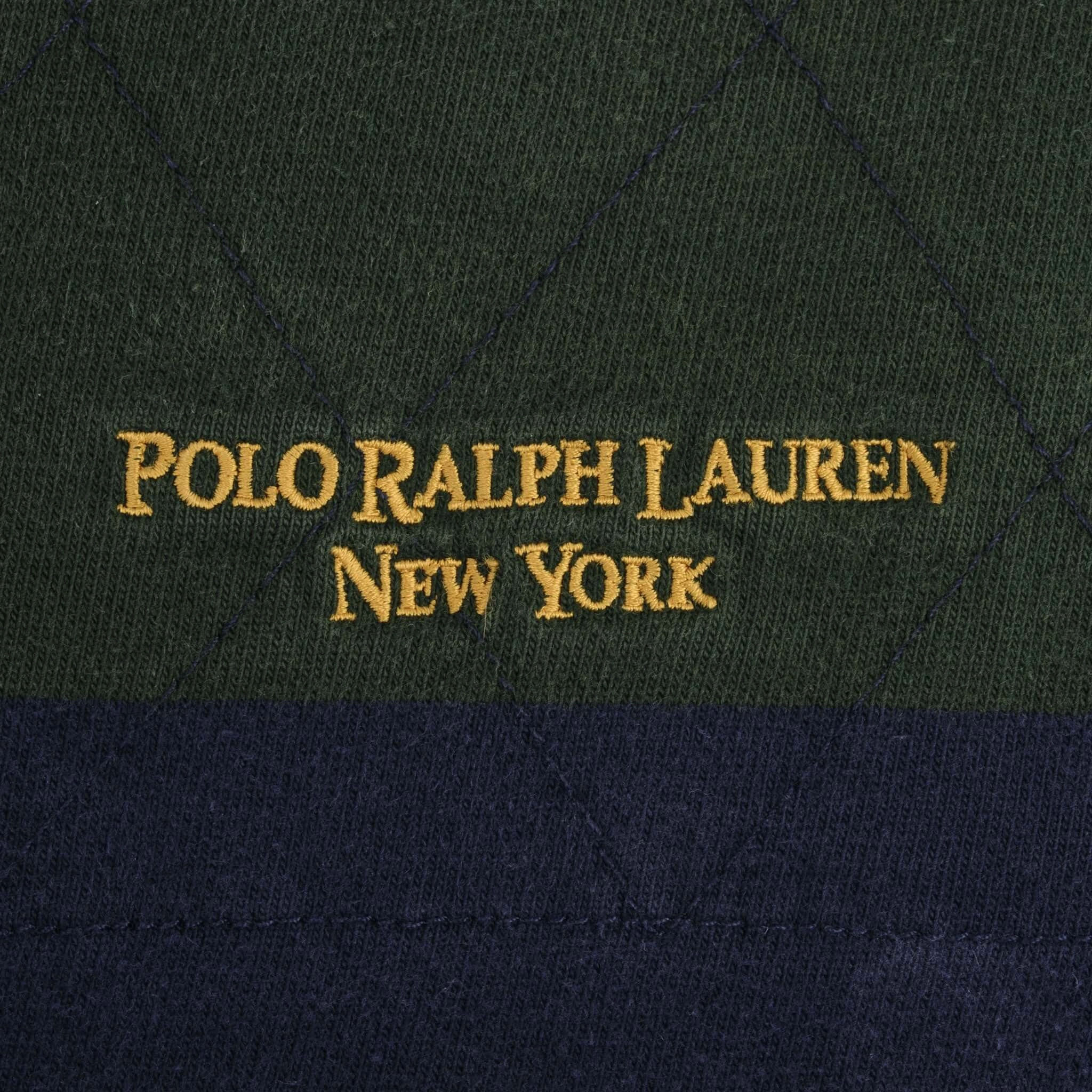 VINTAGE RALPH LAUREN NEW YORK BLUE GREEN STRIPED RUGBY POLO SHIRT 1990S 2XL BIG