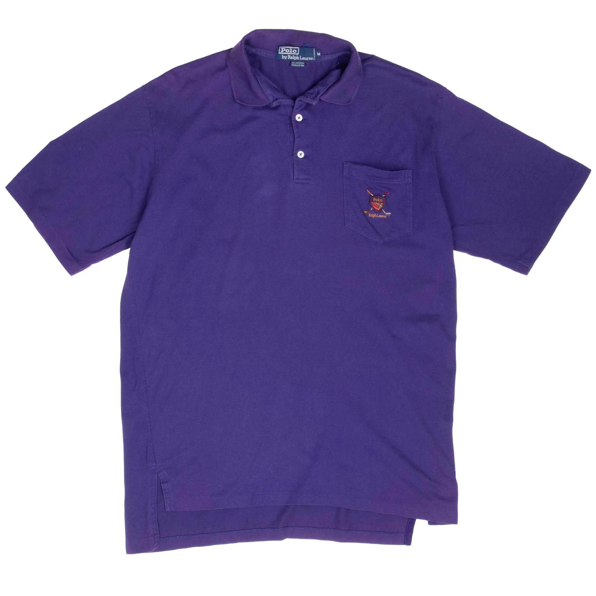 VINTAGE RALPH LAUREN PURPLE POLO SHIRT 1990S MEDIUM