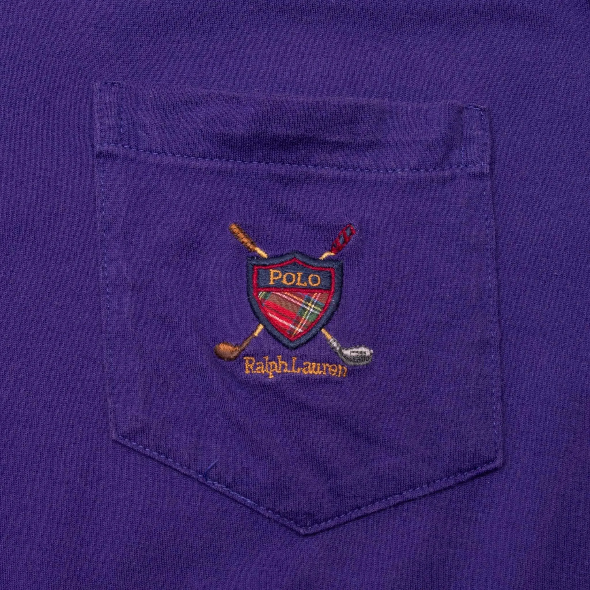 VINTAGE RALPH LAUREN PURPLE POLO SHIRT 1990S MEDIUM