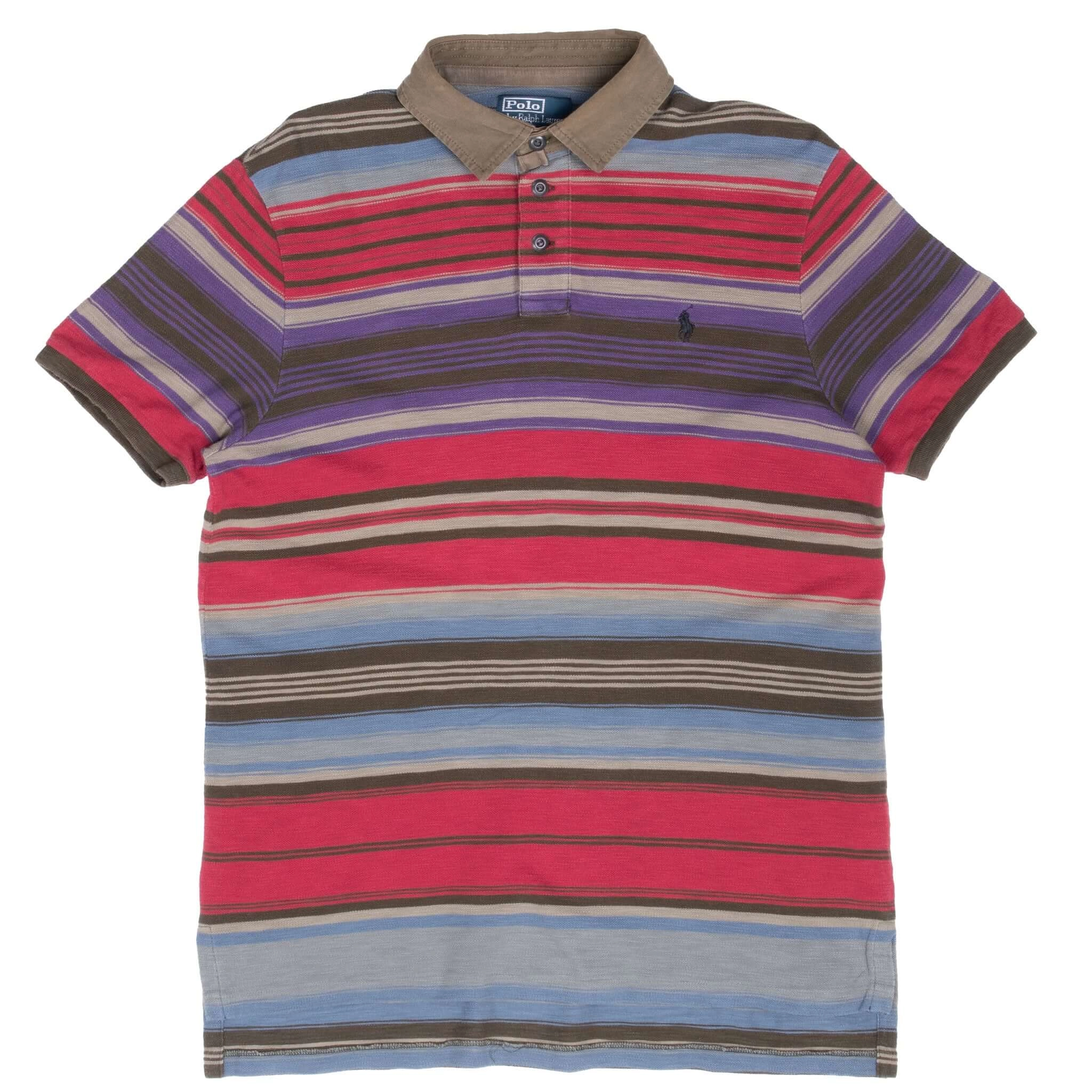 VINTAGE RALPH LAUREN STRIPED POLO SHIRT 1990S LARGE