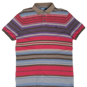VINTAGE RALPH LAUREN STRIPED POLO SHIRT 1990S LARGE