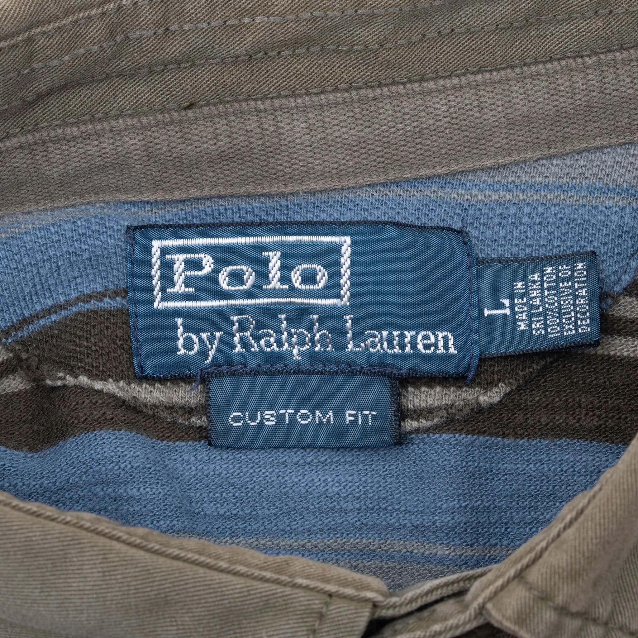 VINTAGE RALPH LAUREN STRIPED POLO SHIRT 1990S LARGE
