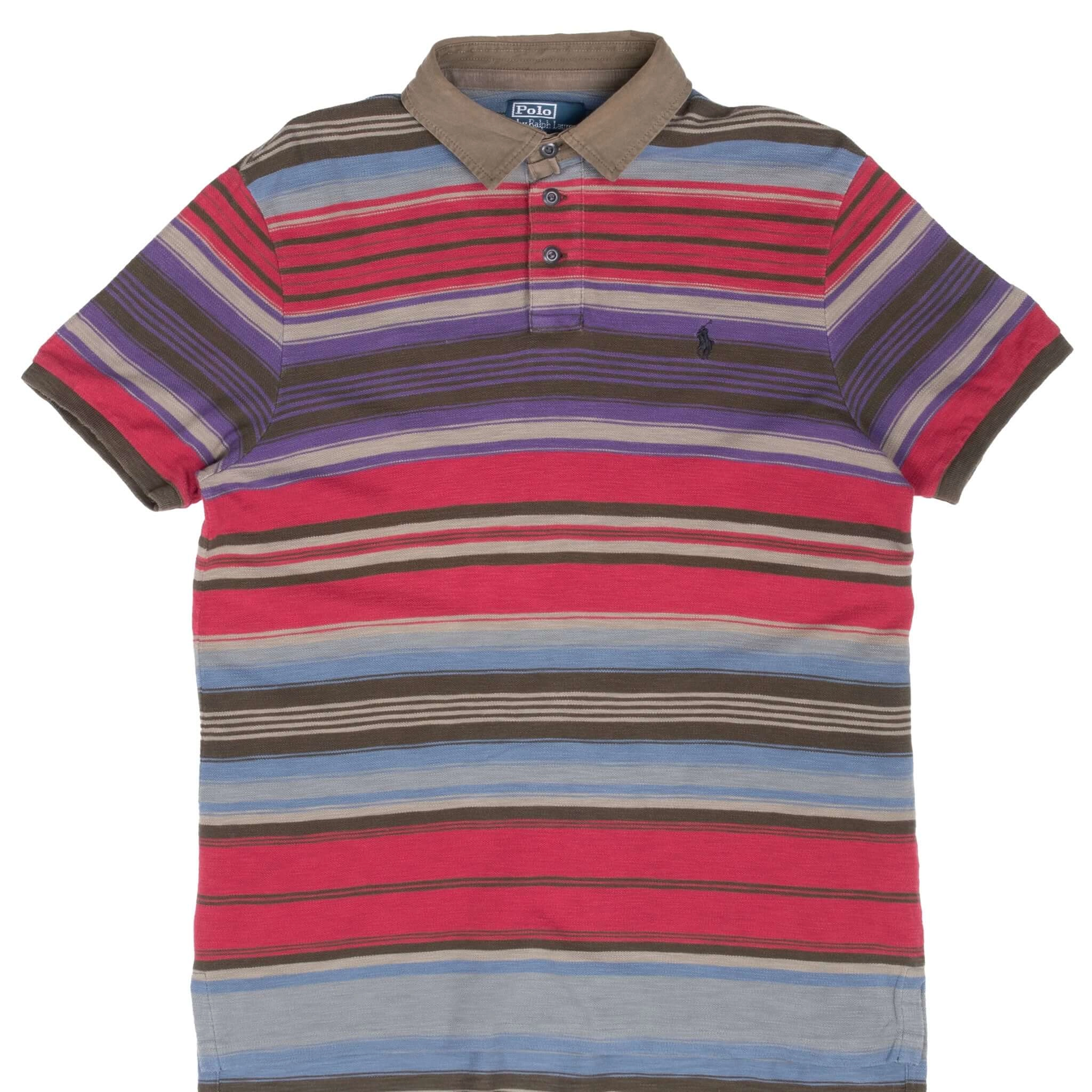 VINTAGE RALPH LAUREN STRIPED POLO SHIRT 1990S LARGE