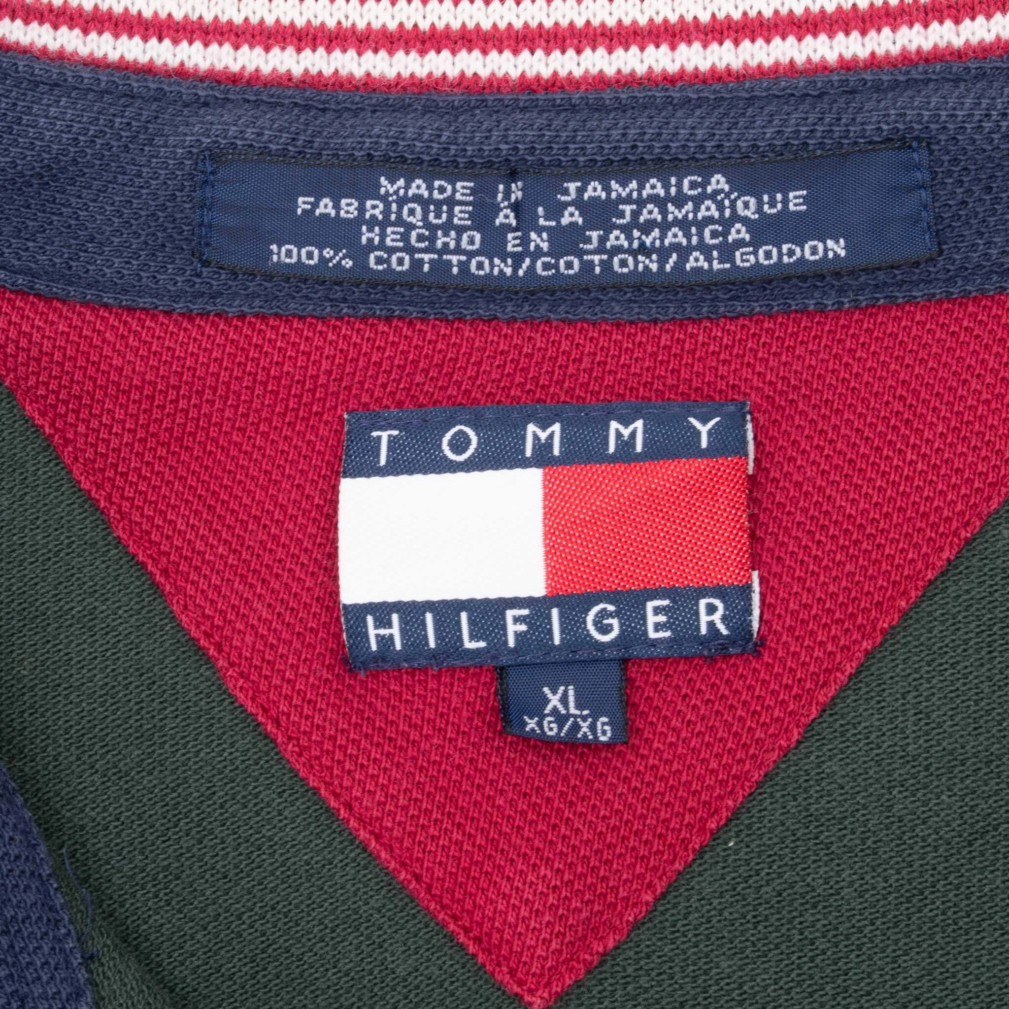 VINTAGE TOMMY HILFIGER GREEN POLO SHIRT 1990S XL