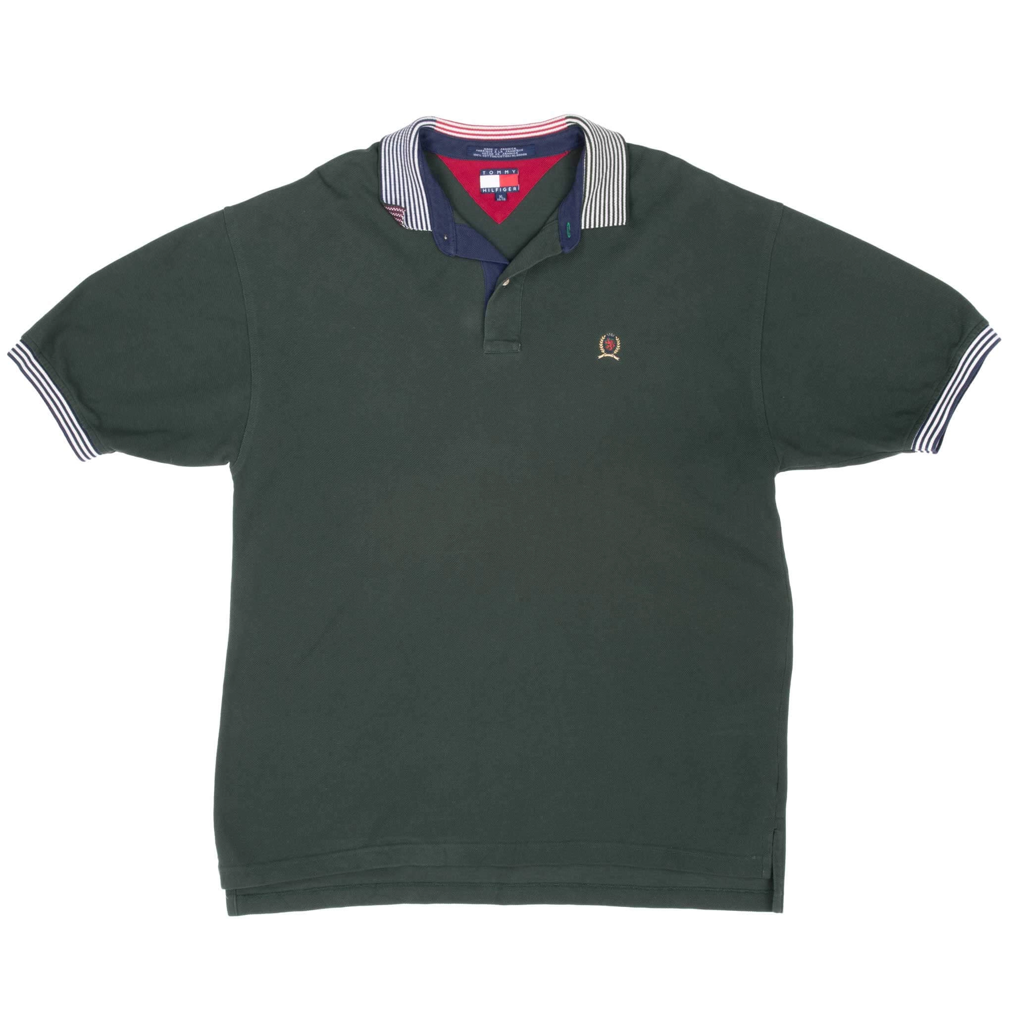 VINTAGE TOMMY HILFIGER GREEN POLO SHIRT 1990S XL