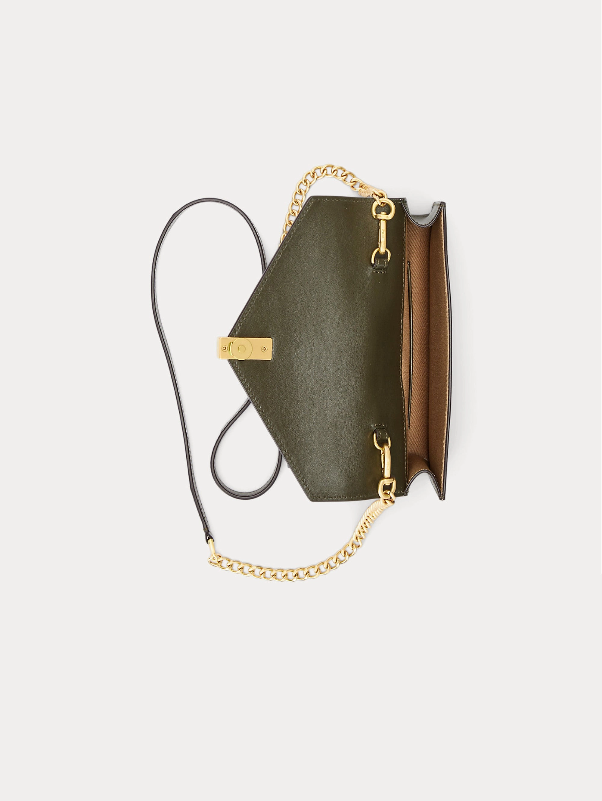 Wallet Bag with Green Shoulder Strap