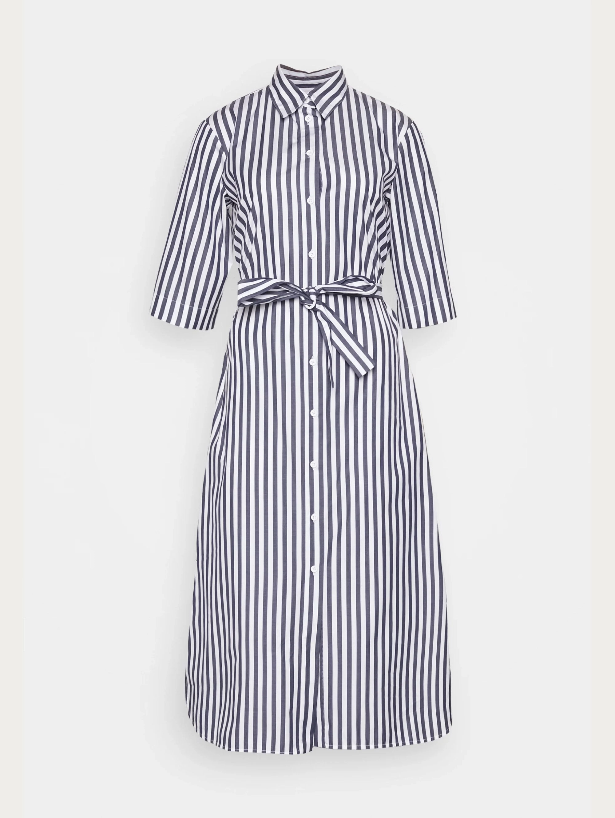 White / Blue Striped Chemisier Dress