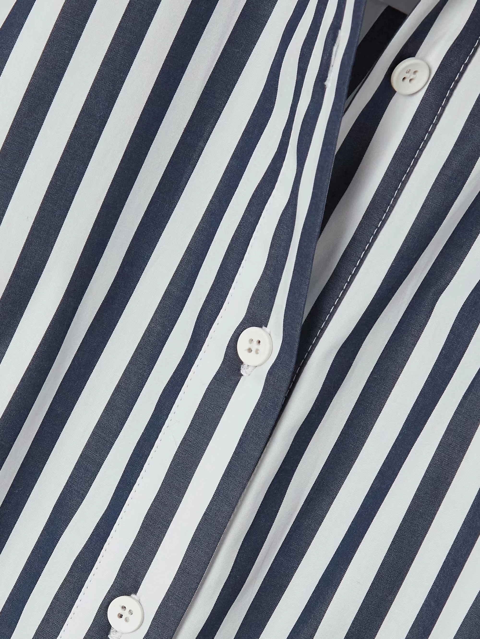 White / Blue Striped Chemisier Dress