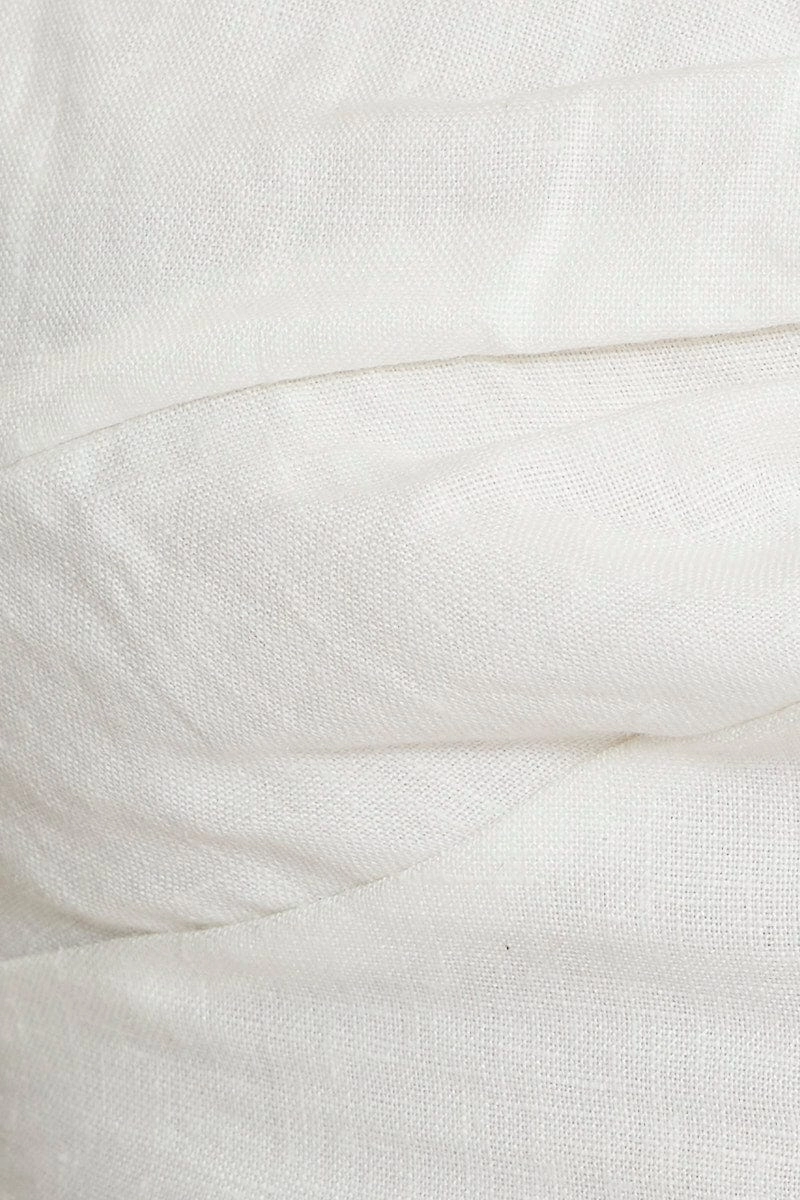 White Crop Top Linen Blend