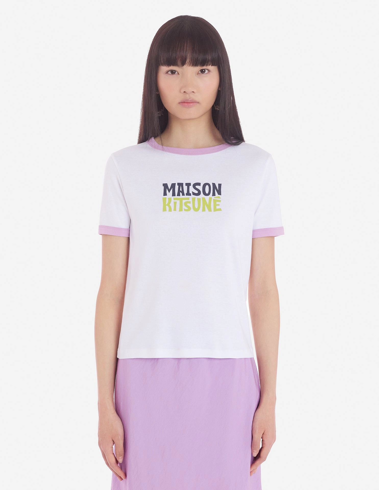 Women's MAISON KITSUNE RINGER TEE-SHIRT White
